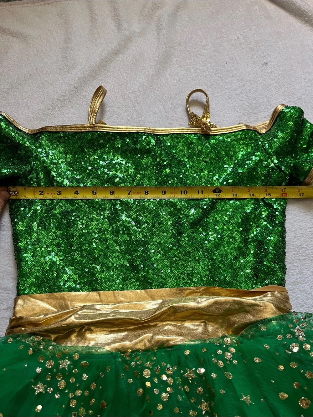 Girls Sparkling Green & Gold Tutu Dance Costume